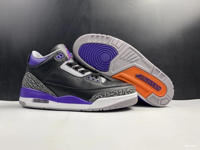 Rep TBK Black Court Air 050 Jordan Purple 3 CT8532 Retro 0709